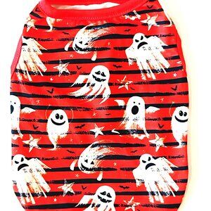 Halloween Dog Shirt, Orange with Ghosts, Size Small